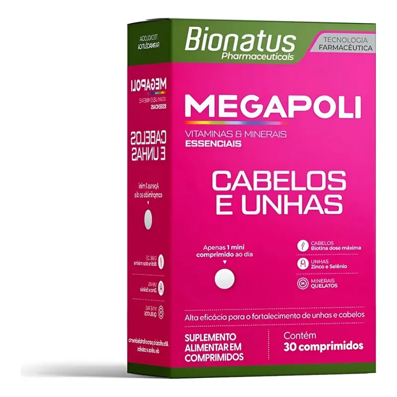 Megapoli Cabelos e Unhas Bionatus 30 Comprimidos