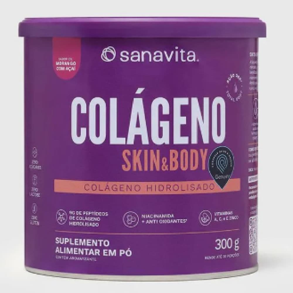 Colágeno Skin & Body Morango E Açaí Sanavita 300g